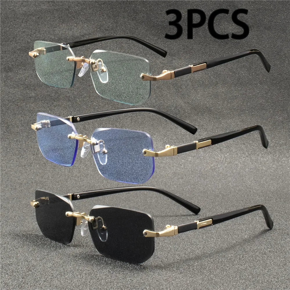 Rimless Sunglasses Rectangle Fashion Popular Women Men Shades Small Square Sun Glasses For Female male Summer Traveling Oculos