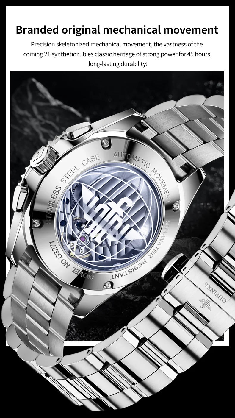OUPINKE Fashion Mens Watches Top Brand Luxury Business Sport Watch Multifunction Automatic Mechanical Men Clock Waterproof Reloj
