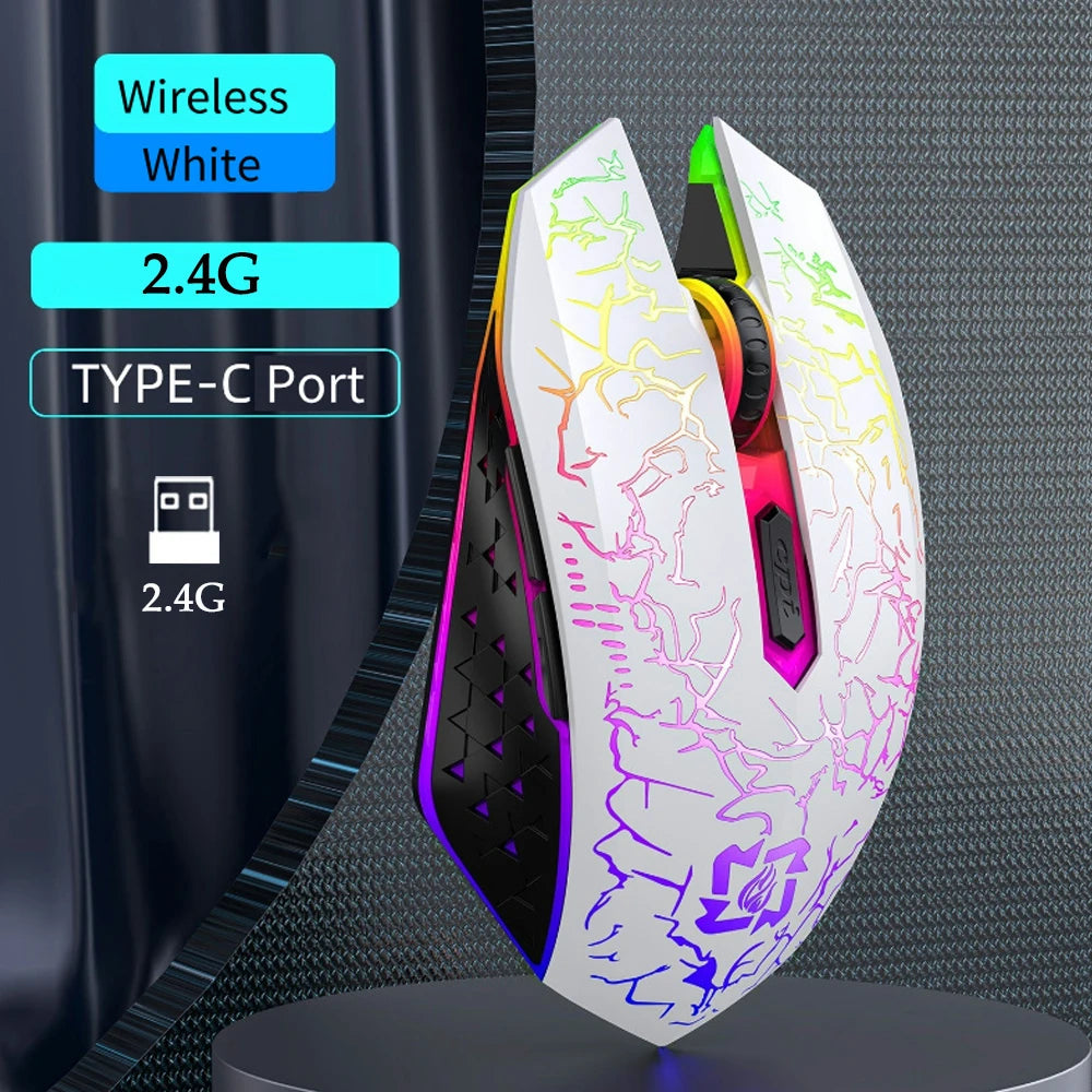 RGB Gaming Mouse 2.4G Wireless Mouse Bluetooth Mouse 1600DPI 6 Mute Buttons Mice Ergonomic Dual-Mode Office Mice For MacBook PC