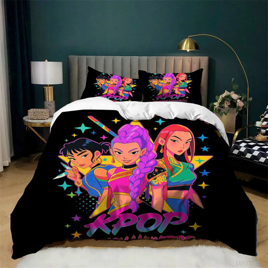 KPop Bedding Duvet Cover Set 3pcs Lightweight Soft Quilt Cover Microfiber Duvet Cover with Zipper Closure