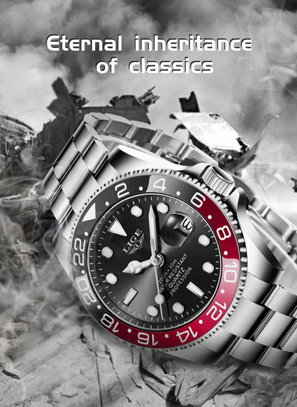 Montre-bracelet LIGE Fashion Business pour homme, étanche à 3 ATM, luminescente, montre de luxe sportive à quartz, chronographe de plongée