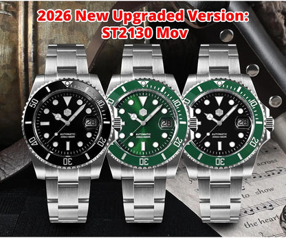 San Martin Upgraded Version 40mm Water Ghost Diver Watch Men's Luxury Automatic Mechanical Watches Sapphire Waterproof 200m SN0017