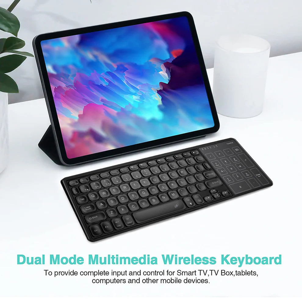 Backlit 7-Colors Bluetooth Keyboard with Touchpad 2.4G Wireless Multimedia Rechargable Keyboard for Laptop PC Tablet