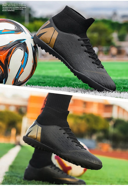 Crampons de Football pour hommes, bottes de Football, crampons d'entraînement, professionnels, résistants à l'usure, antidérapants, longues pointes TF/FG, rouge, nouveau