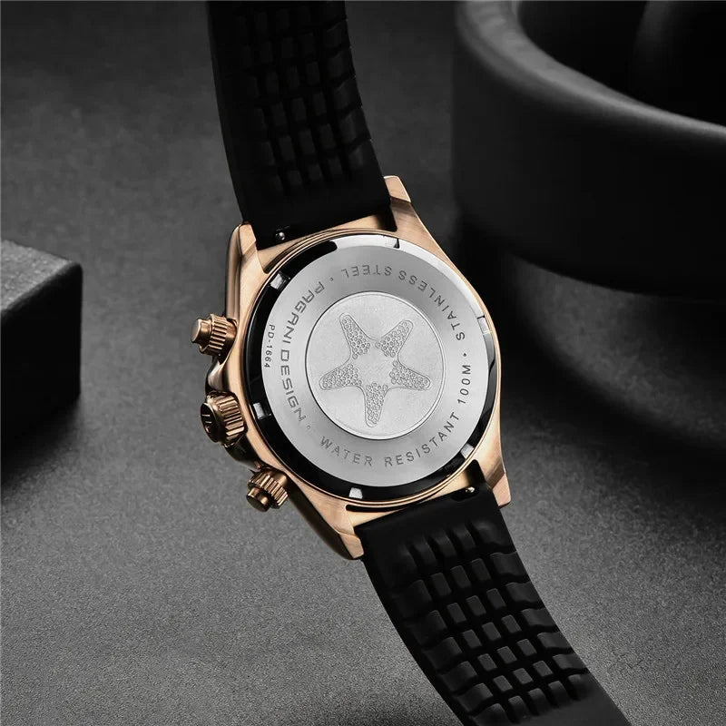 Originale neue PAGANI DESIGN PD-1664 Luxus-Herrenuhr mit japanischem VK63-Quarzwerk, Saphirglas, wasserdichtem Chronographen, Gold