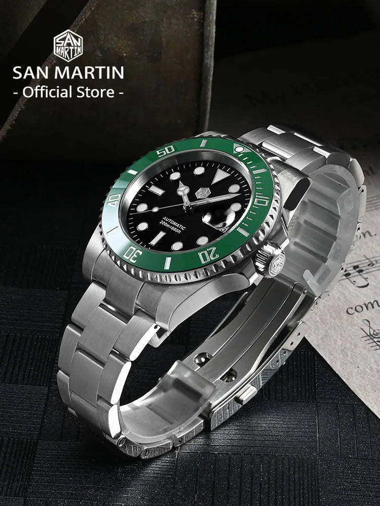 San Martin Upgraded Version 40mm Water Ghost Diver Watch Men's Luxury Automatic Mechanical Watches Sapphire Waterproof 200m SN0017