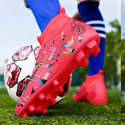 Professional Soccer Shoes Men Outdoor High-Top Sports Football Boots Boots Ag/Fg Long Spikes Artificial Grass Training Match