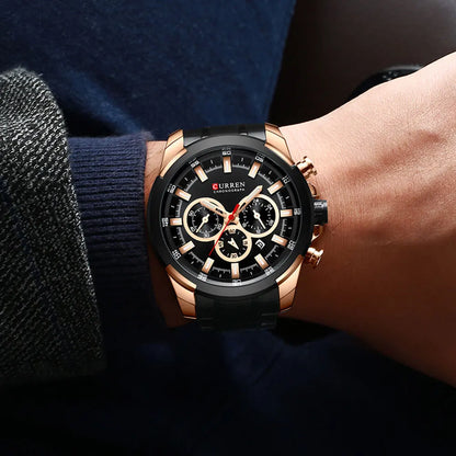 Orologio cronografo da uomo CURREN, quadrante grande da 48 mm, bracciale in acciaio inossidabile, tre contatori, orologio da polso sportivo al quarzo, stile lussuoso