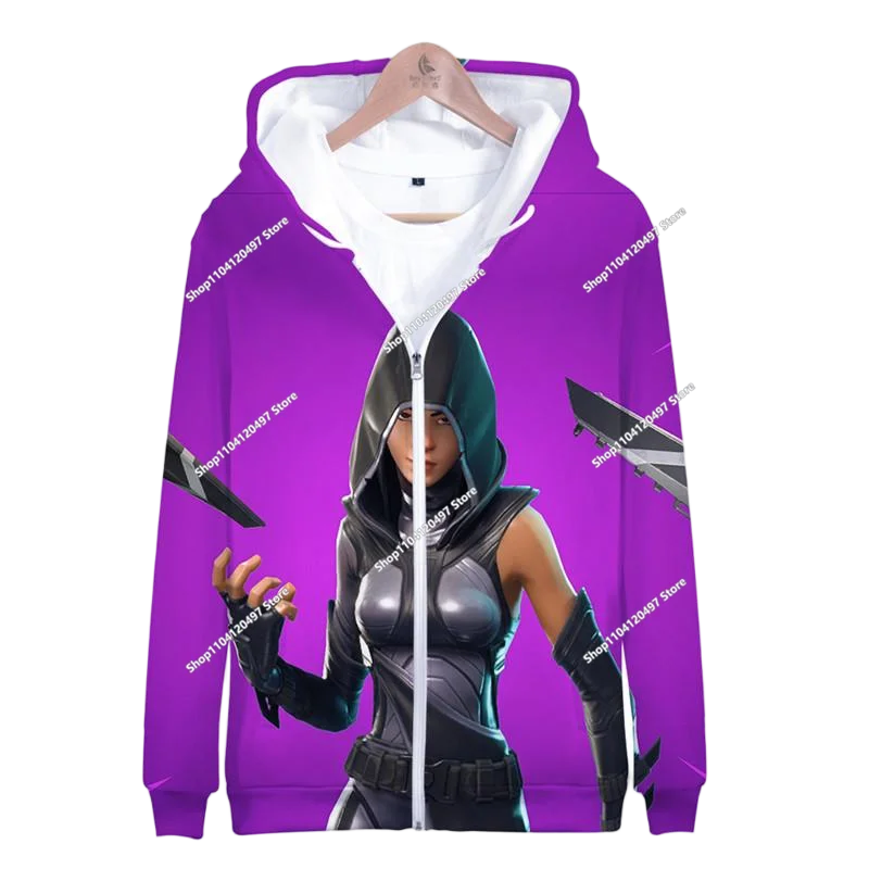 2024 New Game Zipper Hoodie Children's Sweatshirt Fortnite Pullover Sweatshirts Fashion Boys and Girls Clothing