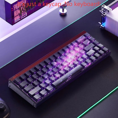 Purple Galaxy Gradient Side Carving Transparent Cherry Keycap PBT 135 Key Compatible with 60/64/84/98/108 Mechanical Keyboard