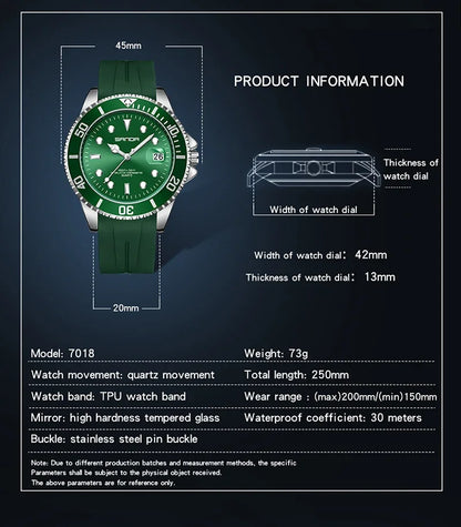 SANDA 7018 Montre à quartz pour homme très vendue Montres de sport pour homme Montre de luxe étanche en silicone Montre à quartz pour homme Relogio Masculino