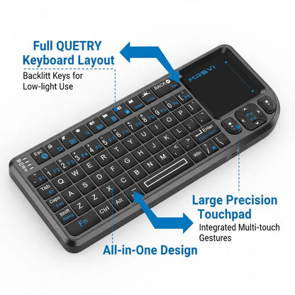 MRSVI Mini Keyboard A8 PLUS,Backlit 2.4GHz&Bluetooth5.0 Wireless Keyboard with Touchpad for Android TV Box,Mac,Laptop,Windows