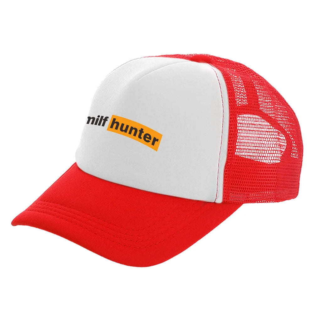 Bonés de camionista Milf Hunter — Bonés de moda Milf Hunter — Bonés de basebol — Bonés de malha para o sol, verão e atividades ao ar livre — MZ-506