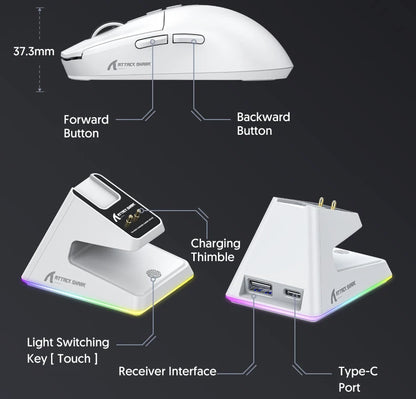 X6 Attack Shark Mouse RGB Touch Magnetic Charging Base Tri-Mode Connection Macro Pro Gaming Mouse