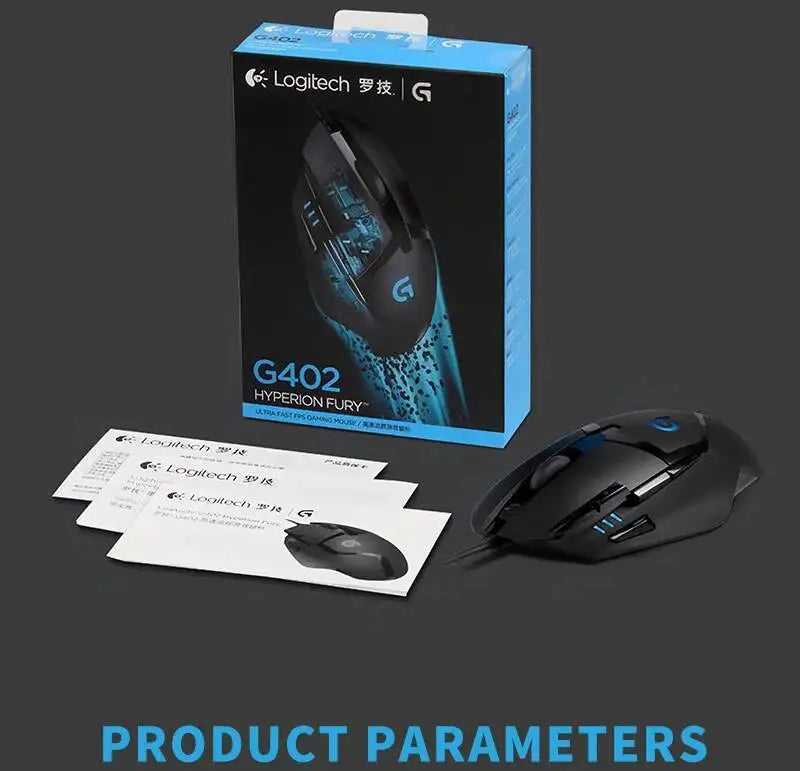 Logitech G402 Wired Gaming Mouse 32-Bit ARM Processor 8 Buttons 500 IPS Anti-Slip for All-Day Gaming and Work Sessions