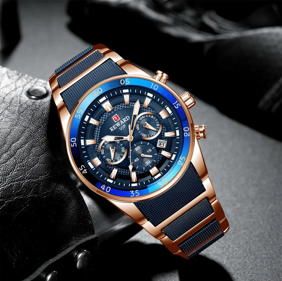 REWARD Relogios Masculino 81011M Sports Silicone Quartz Men's Watch Waterproof Calendar Chronograph Luminous Watches Men Часы