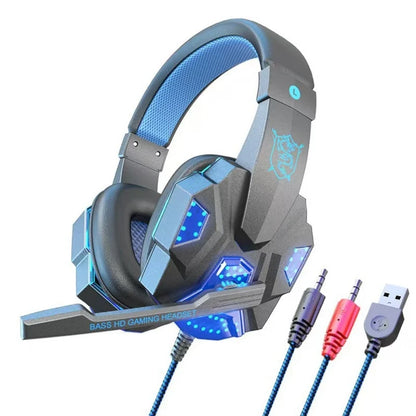 HOMEFISH SY830MV RGB Gaming Headset with Microphone Over-Ear Wired Headphones Drivers Lightweight for PC PS5 Xbox Switch