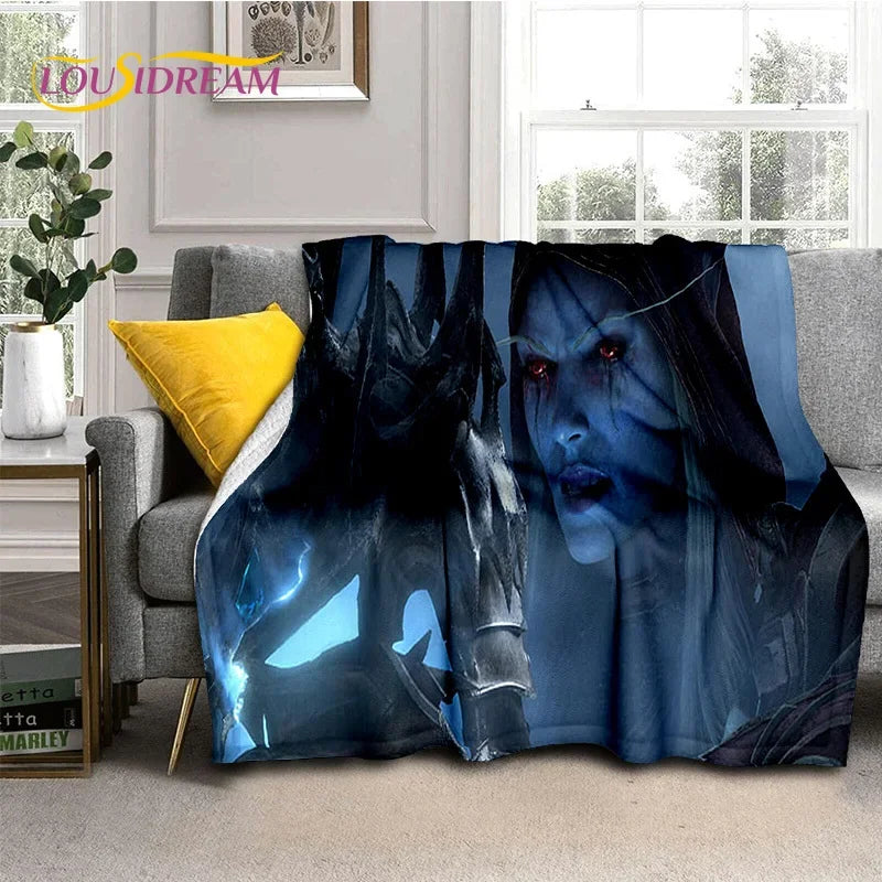WOW, World of Warcraft Demon Hunter, Lich King, pătură din flanel pentru pat, dormitor, canapea, picnic, pătură pentru exterior și timp liber