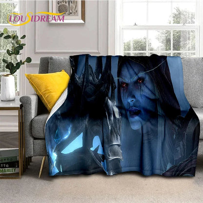 WOW, World of Warcraft Demon Hunter, Lich King, pătură din flanel pentru pat, dormitor, canapea, picnic, pătură pentru exterior și timp liber
