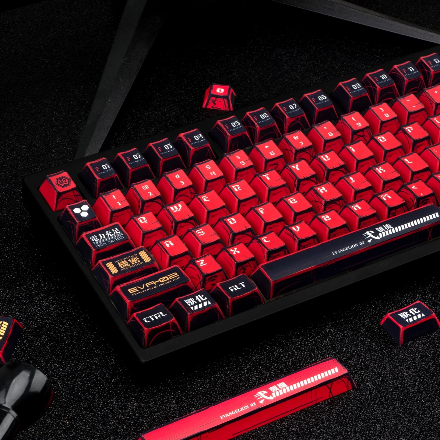 Manga Red Black Cherry Keycap Kit PBT 129 Key MX Switch HI75 HI8 68 F99 104 64 Wooting Mechanical Keyboard