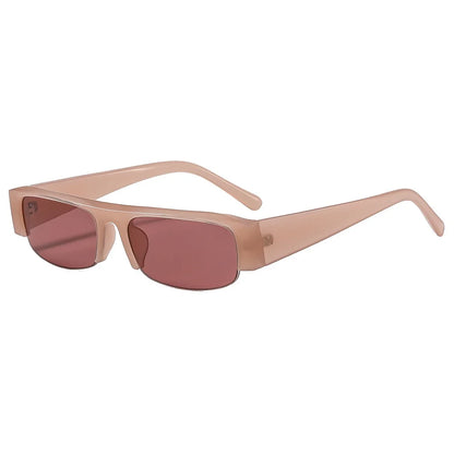 Vintage-Sonnenbrille mit kleinem, rechteckigem Halbrahmen in Schwarz, Leopardenmuster und Farbverlauf – trendige Damen-Sonnenbrille zum Autofahren