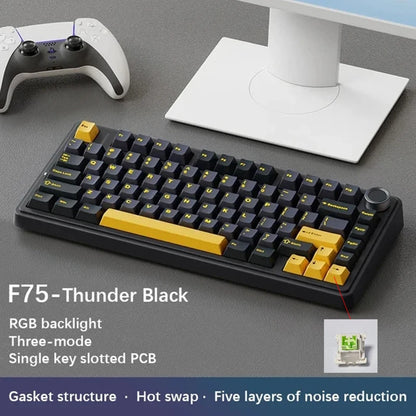 AULA F75 Gaming Mechanical Keyboard RGB Customized 75% Layout Side-engraving Gasket Mounted 80keys PBT Gradient Keycaps keyboard