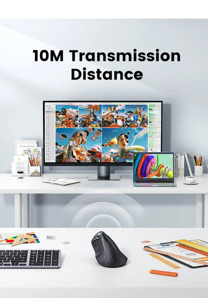 Mouse Wireless Bluetooth5.0 2.4G Ergonomic 4000DPI 6 Mute Buttons for MacBook Tablet Laptops Computer PC Mice