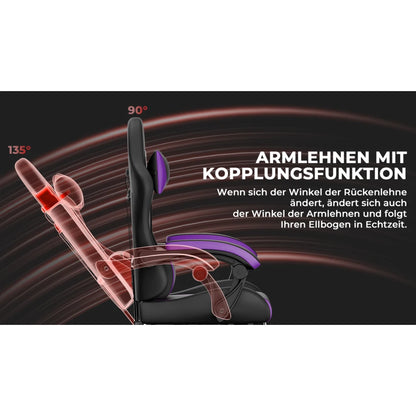 Gaming Chair Ergonomic Gaming Chair with Waist Cushion and Headrest, Office Chair Height Adjustable, Chair for Adult Girls Boy