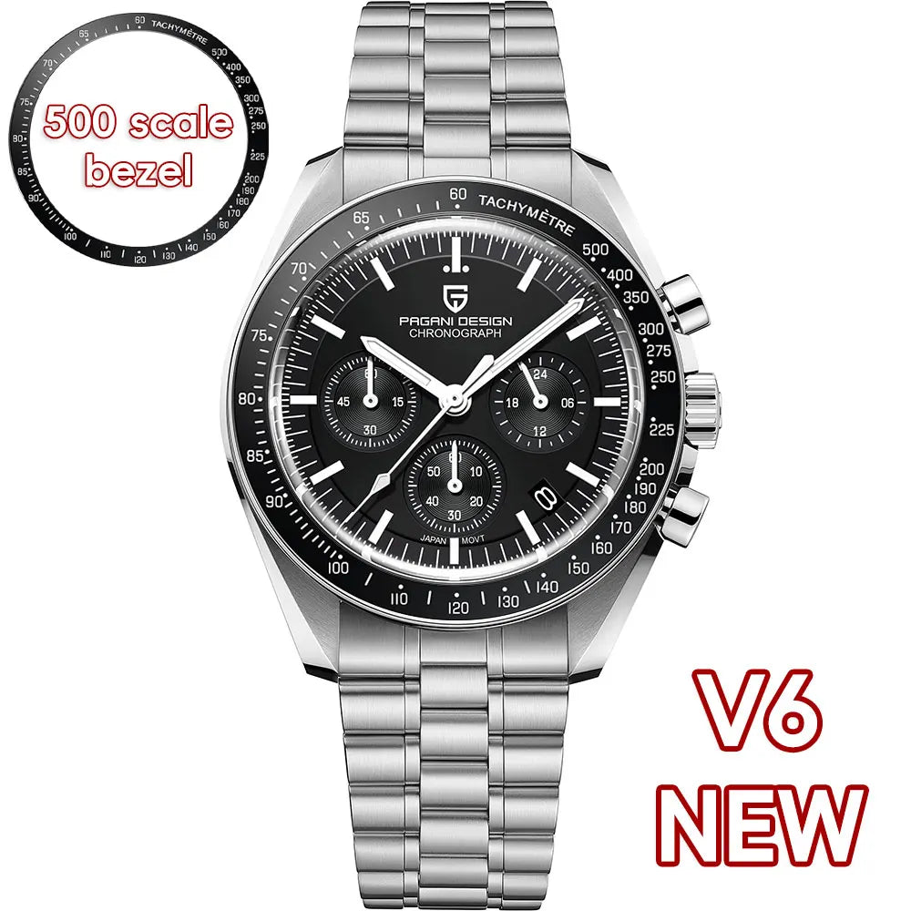 PAGANI DESIGN 2026 New Meteorite pattern dial Luxury Quartz Watch For Men Speed Sport Chronograph AR Sapphire crystal Wristwatch