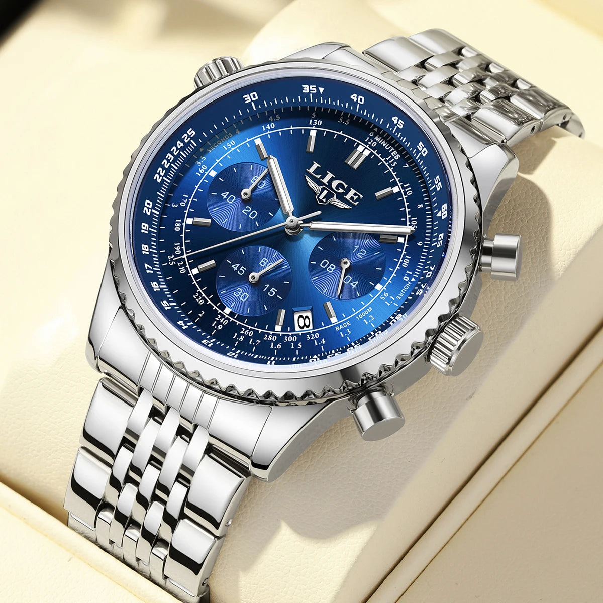LIGE Luxusuhr für Herren – Chronograph mit Datumsanzeige, aus Edelstahl, wasserdicht, leuchtend, im sportlichen und militärischen Stil, Quarzuhr für Herren