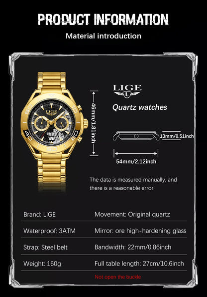 LIGE Luxusuhren für Herren, Freizeit- und Business-Uhren, Herrenmode, wasserdichte Militär-Quarzarmbanduhren für Herren, Montre Homme