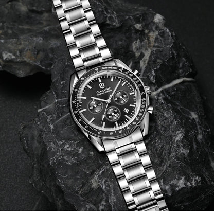 Orologio al quarzo da uomo, di marca di lusso, impermeabile e luminescente, in acciaio inossidabile, dotato di cronografo 24 ore e datario – Elegante orologio da uomo
