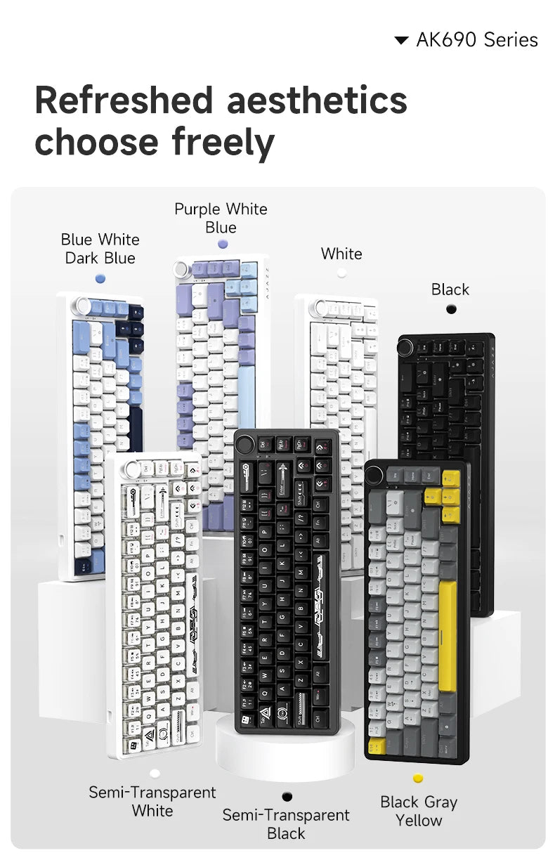 AJAZZ AK690 65% Mechanical Keyboard Full-key Hot-swap Wired USB Plug And Play Mixed Light 68 Keys Gaming Keyboard For Laptop PC