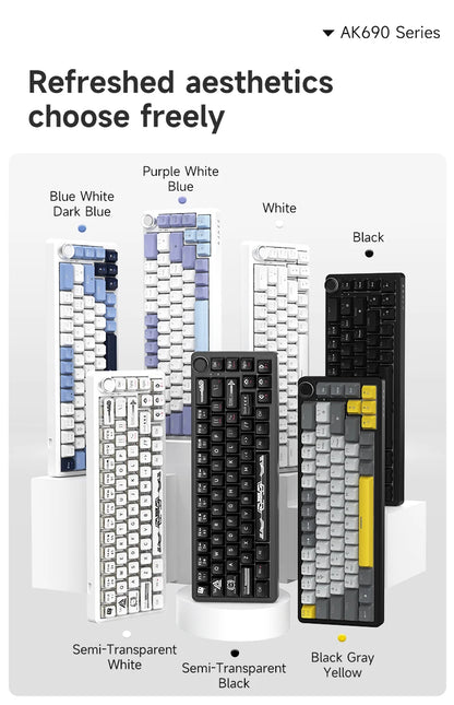 AJAZZ AK690 65% Mechanical Keyboard Full-key Hot-swap Wired USB Plug And Play Mixed Light 68 Keys Gaming Keyboard For Laptop PC