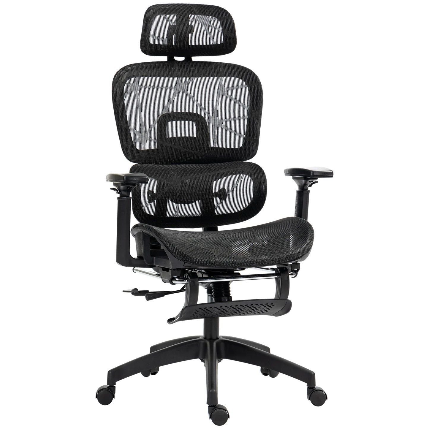 Ergonomic Office Chair with Armrest, Headrest, Lumbar Support, Adjustable Height, and Footrest.