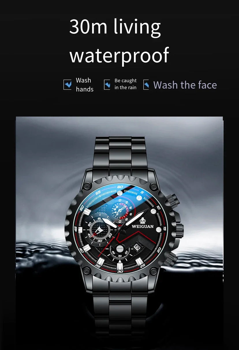 Montre Black Samurai pour homme, étanche, luminescente, personnalisée, tendance, professionnelle, de luxe, à porter au quotidien