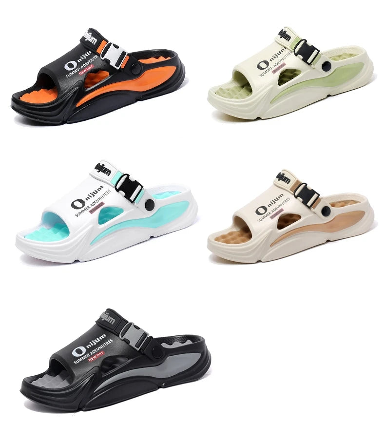 Pantoufles de Massage d'été pour hommes, sandales d'extérieur, plage, diapositives d'intérieur confortables, sabots d'eau, chaussures décontractées, pantoufles de maison pour hommes et femmes