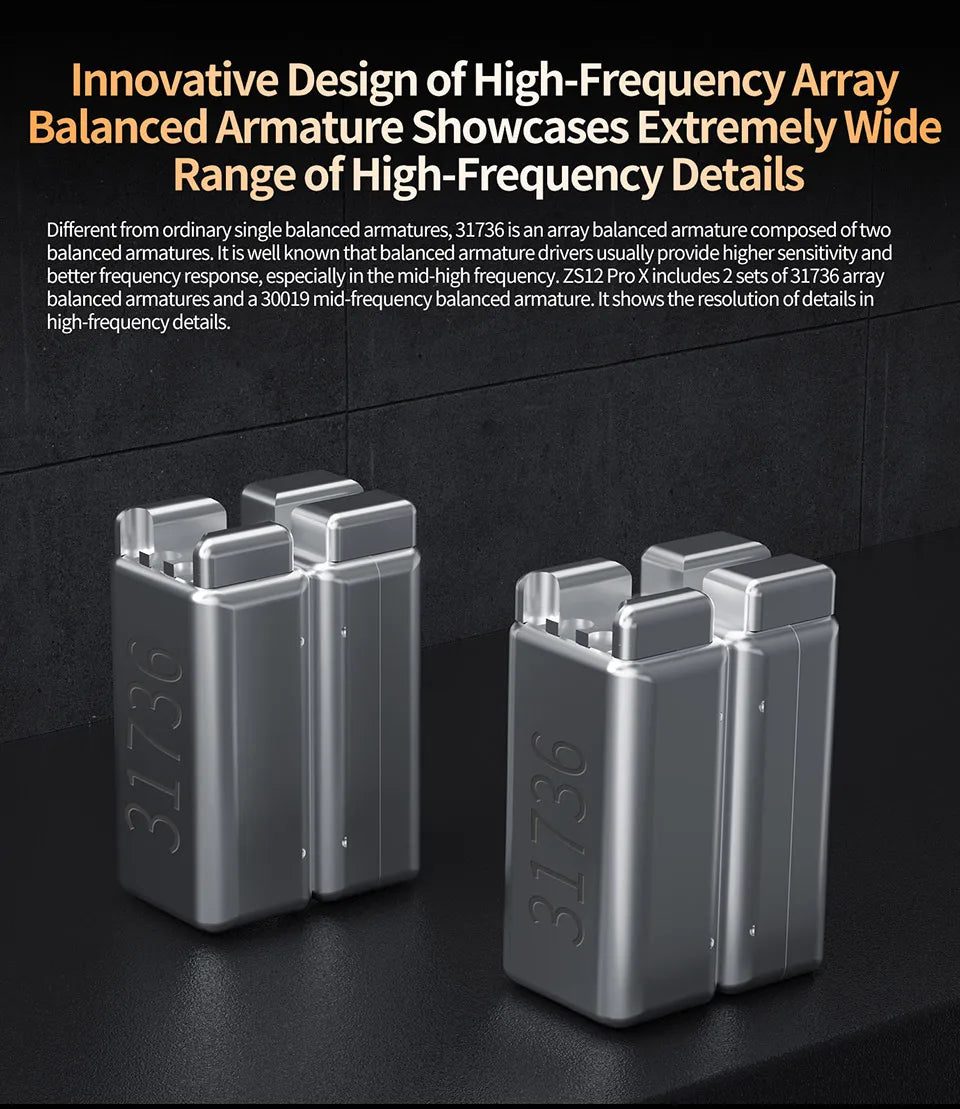 KZ ZS12 PRO X Hybrid Dynamic & Balanced Armature Technology IEM Earphone Upgrade HiFi Bass In Ear Headphone Tunning Wire Headset