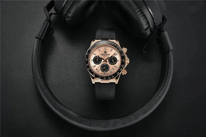 Originale neue PAGANI DESIGN PD-1664 Luxus-Herrenuhr mit japanischem VK63-Quarzwerk, Saphirglas, wasserdichtem Chronographen, Gold