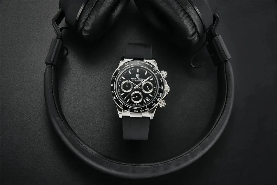 Originale neue PAGANI DESIGN PD-1664 Luxus-Herrenuhr mit japanischem VK63-Quarzwerk, Saphirglas, wasserdichtem Chronographen, Gold