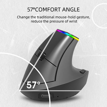 Delux  Ergonomic Vertical Mouse Rechargeable Wireless RGB Mouse Bluetooth 2.4G  4000DPI Gaming Silent Mice For Laptop PC