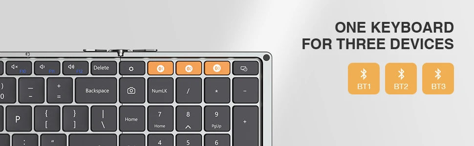 ProtoArc XK01 Bluetooth Wireless Keyboard with Numeric Keypad Foldable Keyboards for iPhone Computer iPad