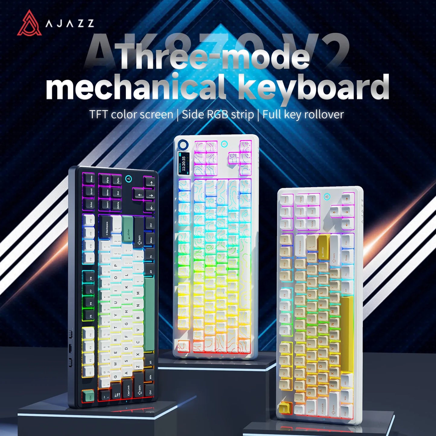 Ajazz AK870 V2 Gaming Mechanical Keyboard is a Hot-Swappable RGB Wired Gaming Keyboard Suitable for Various Scenarios on Laptops