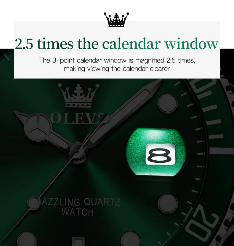 OLEVS Men's Watch Luxury Top Brand One-Way Rotating Outer Ring Design Quartz Watch for Men Auto Date Waterproof Wrist Watches