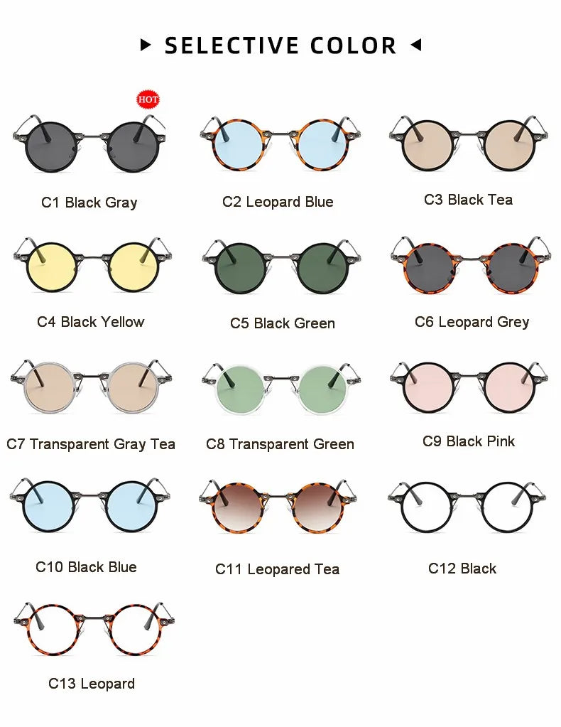 Runde Sonnenbrillen für Männer und Frauen, Retro-Steampunk-Sonnenbrillen, Herren- und Damenbrillen, Marken-Designerbrillen, Metallrahmen, Sonnenbrillen, Oculos De Sol