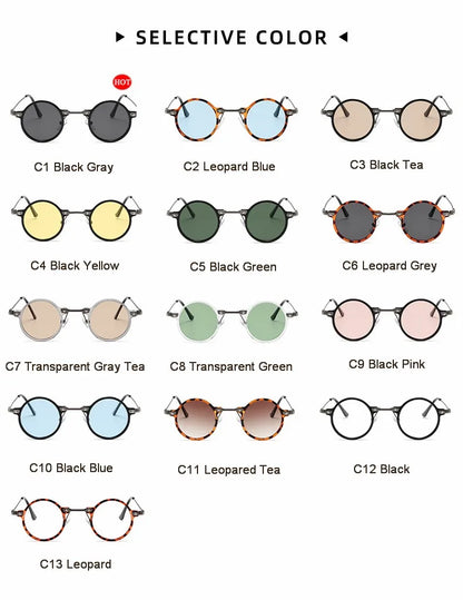 Runde Sonnenbrillen für Männer und Frauen, Retro-Steampunk-Sonnenbrillen, Herren- und Damenbrillen, Marken-Designerbrillen, Metallrahmen, Sonnenbrillen, Oculos De Sol