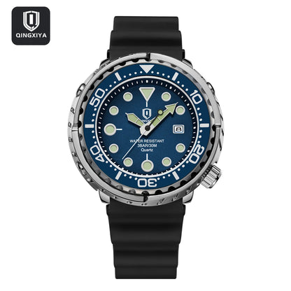 Montres pour homme QINGXIYA : montres de luxe à quartz pour homme, tendance, étanches, luminescentes, avec date et cadran rotatif, en acier inoxydable