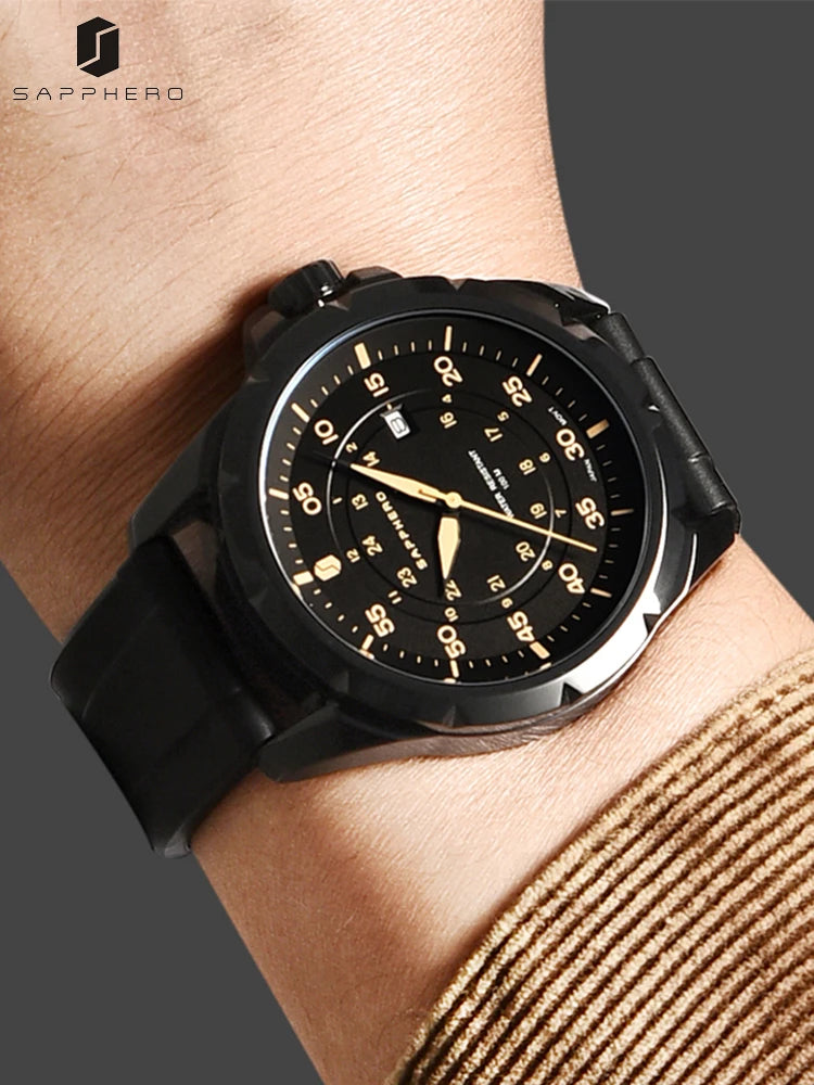 Orologio da uomo SAPPHERO – Orologio al quarzo di lusso, impermeabile fino a 50 m, dotato di un meccanismo importato e di una cassa in acciaio inossidabile – Un’idea regalo ideale per l’uomo.