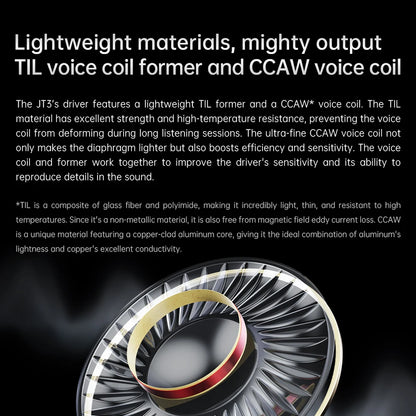 FiiO JT3 Over-Ear Open-Back Headphones, 50mm Dynamic Driver, PEK+PU Composite Diaphragm, Detachable 3.5mm Cable with Mic