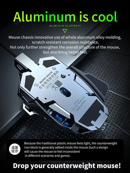 Mechanical Metal Gaming Mouse Wired Ergonomic RGB Backlit Game Mouse 12800 DPI Optical USB Mause Computer Mouse For Desktop PC